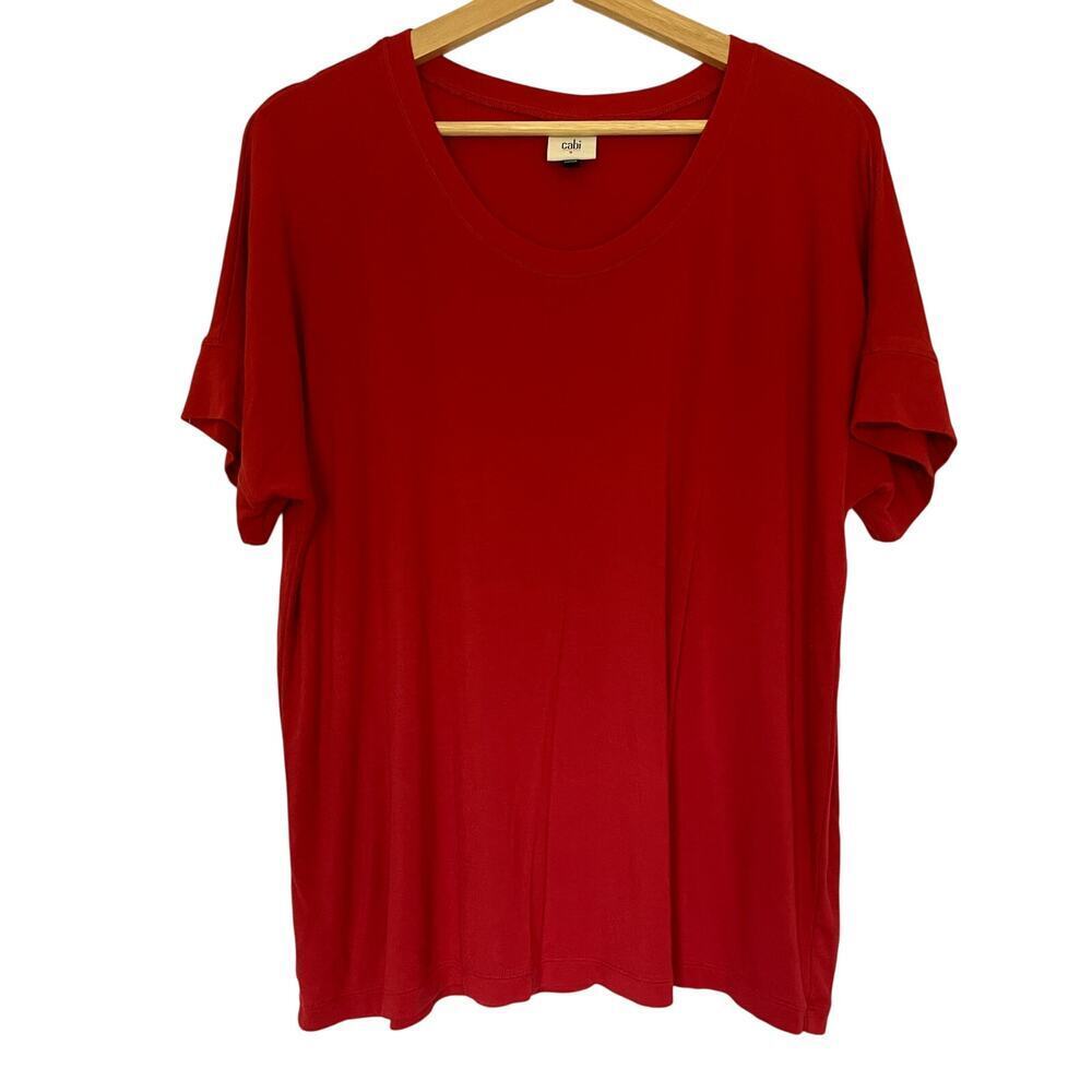 Cabi 4374 Short Sleeve T-Shirt Small Red Women Relaxed Rayon Spandex Jersey